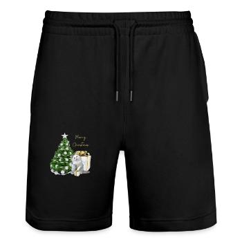 Merry Christmas Merry Christmas cat gift - Stanley/Stella Trainer Unisex Organic Jogging Shorts - black - Front - Nik (191cm) & Marisol (170cm)