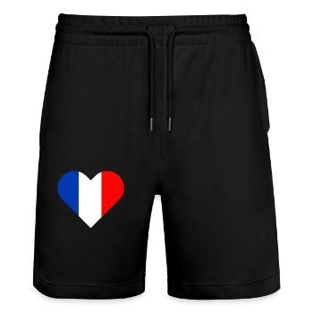 French flag france country blue white red - Stanley/Stella Trainer Unisex Organic Jogging Shorts - black - Front - Nik (191cm) & Marisol (170cm)