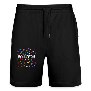 Bouldern Bouldering Klettern Kletterer - Stanley/Stella Unisex Bio Joggingshorts Trainer  - Schwarz - Vorne - Nik (191cm) & Marisol (170cm)