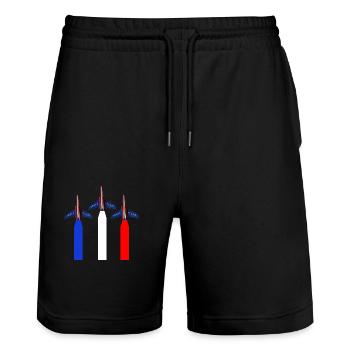 Patrouille de France meeting aérien armée de l'air - Short de jogging bio TRAINER Stanley/Stella unisexe - noir - Devant - Nik (191cm) & Marisol (170cm)