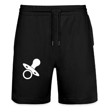 Schnuller Geschenk Kleinkind Baby Schwangerschaft - Stanley/Stella Unisex Bio Joggingshorts Trainer  - Schwarz - Vorne - Nik (191cm) & Marisol (170cm)