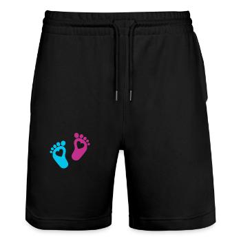 Baby Feet Parents Baby Heart Toddler Son Pregnant - Stanley/Stella Trainer Unisex Organic Jogging Shorts - black - Front - Nik (191cm) & Marisol (170cm)
