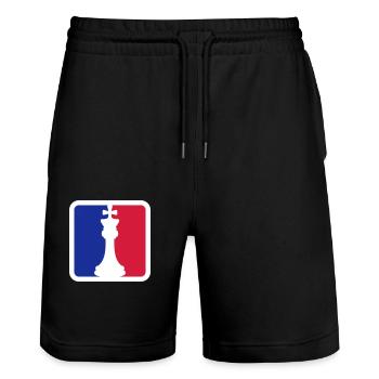 Schach Rot Blau - Stanley/Stella Unisex Bio Joggingshorts Trainer  - Schwarz - Vorne - Nik (191cm) & Marisol (170cm)