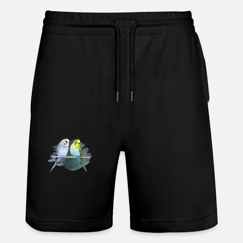 Deux aquarelle mignonnes de budgerigar - Short de jogging bio TRAINER Stanley/Stella unisexe - noir