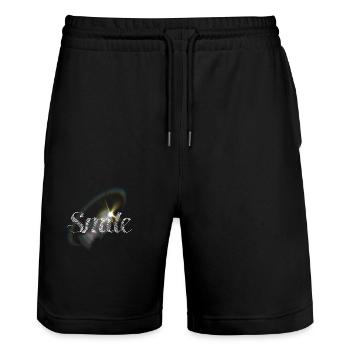 Smile Star - Stanley/Stella Trainer Unisex Organic Jogging Shorts - black - Front - Nik (191cm) & Marisol (170cm)