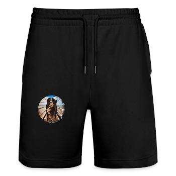 Bernese mountain dog - Stanley/Stella Trainer Unisex Organic Jogging Shorts - black - Front - Nik (191cm) & Marisol (170cm)