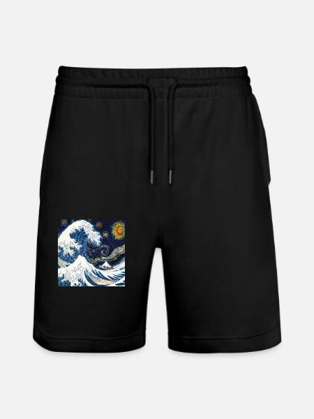 Kanagawa Waves, Japans, Grote Golf, Natuurliefhebber - Stanley/Stella uniseks bio-joggingshorts Mover  - zwart