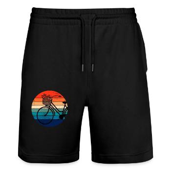 Bicycle retro sunset colorful - Stanley/Stella Trainer Unisex Organic Jogging Shorts - black - Front - Nik (191cm) & Marisol (170cm)