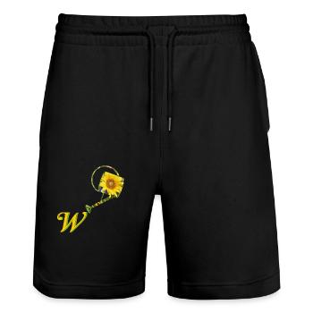 pouring can w - Stanley/Stella Trainer Unisex Organic Jogging Shorts - black - Front - Nik (191cm) & Marisol (170cm)