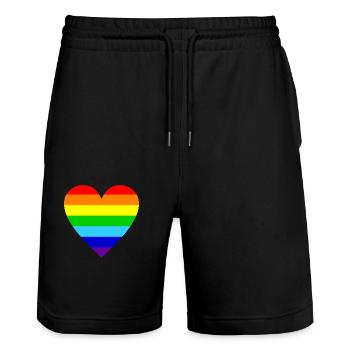 Herz Regenbogen Farben bunt - Stanley/Stella Unisex Bio Joggingshorts Trainer  - Schwarz - Vorne - Nik (191cm) & Marisol (170cm)