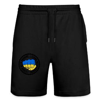 Je soutiens l’Ukraine - Short de jogging bio TRAINER Stanley/Stella unisexe - noir - Devant - Nik (191cm) & Marisol (170cm)
