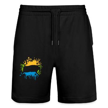 Klecks Text einfügen - Stanley/Stella Unisex Bio Joggingshorts Trainer  - Schwarz - Vorne - Nik (191cm) & Marisol (170cm)