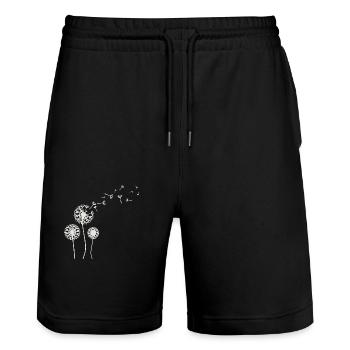 Pusteblumen - Löwenzahn - Natur- Wildkräuter - Stanley/Stella Unisex Bio Joggingshorts Trainer  - Schwarz - Vorne - Nik (191cm) & Marisol (170cm)