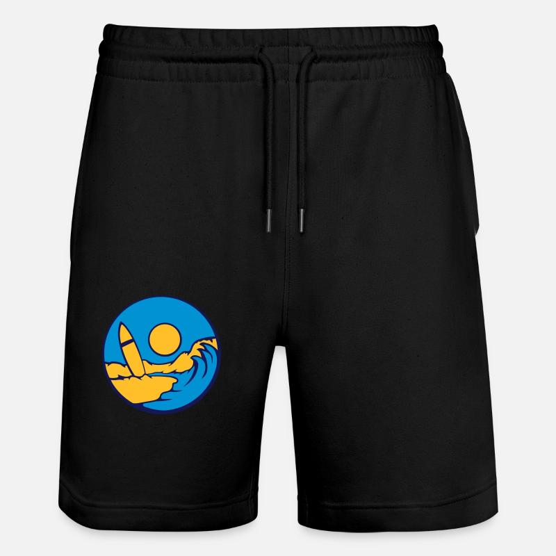 Surfboard Beach Wave - Stanley/Stella Trainer Unisex Organic Jogging Shorts - black