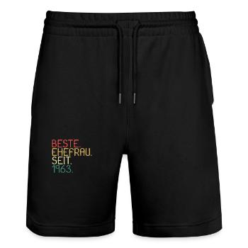 Beste Ehefrau Seit 1963 - Jahrestag Geschenk - Stanley/Stella Unisex Bio Joggingshorts Trainer  - Schwarz - Vorne - Nik (191cm) & Marisol (170cm)
