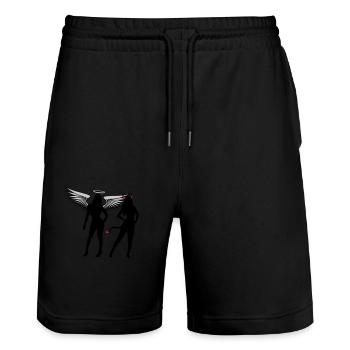Angel Devil Girls - Short de jogging bio TRAINER Stanley/Stella unisexe - noir - Devant - Nik (191cm) & Marisol (170cm)