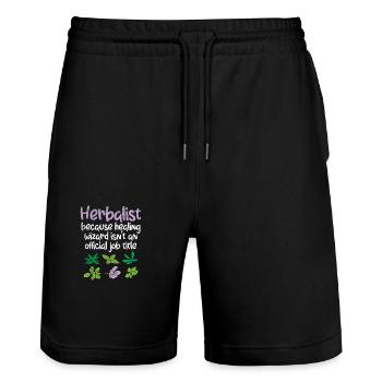 Herbalist Herbs Funny - Stanley/Stella Trainer Unisex Organic Jogging Shorts - black - Front - Nik (191cm) & Marisol (170cm)