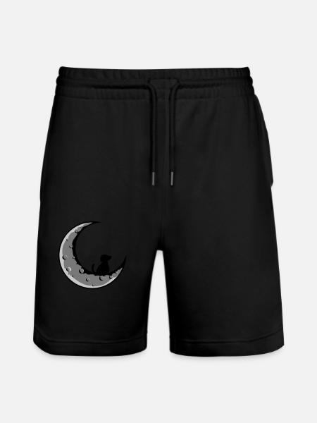 Dog sits on moon - Stanley/Stella Trainer Unisex Organic Jogging Shorts - black