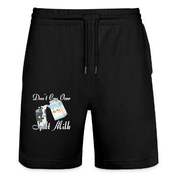Milkman Buveur de lait - Short de jogging bio TRAINER Stanley/Stella unisexe - noir - Devant - Nik (191cm) & Marisol (170cm)