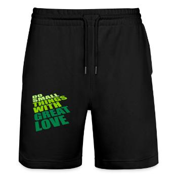 Quote do small things - Stanley/Stella Trainer Unisex Organic Jogging Shorts - black - Front - Nik (191cm) & Marisol (170cm)