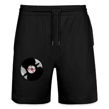 Disque vinyle Horror Eye - Short de jogging bio TRAINER Stanley/Stella unisexe - noir - Devant - Nik (191cm) & Marisol (170cm)