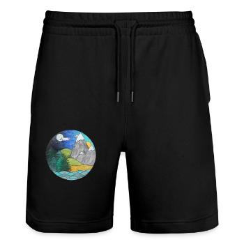Landscape Outdoor Nature Lovers Nature Holidays - Stanley/Stella Trainer Unisex Organic Jogging Shorts - black - Front - Nik (191cm) & Marisol (170cm)