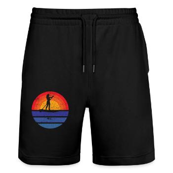 Stand up Paddle Stand Up Paddle Surf Stand up Paddler - Short de jogging bio TRAINER Stanley/Stella unisexe - noir - Devant - Nik (191cm) & Marisol (170cm)