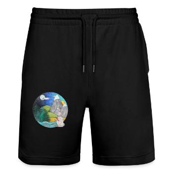 Rabbit Rabbit Landscape Outdoor Nature Lovers - Short de jogging bio TRAINER Stanley/Stella unisexe - noir - Devant - Nik (191cm) & Marisol (170cm)