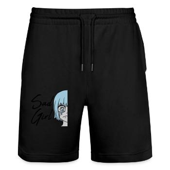 Visage de sad girl en pleurs - Short de jogging bio TRAINER Stanley/Stella unisexe - noir - Devant - Nik (191cm) & Marisol (170cm)