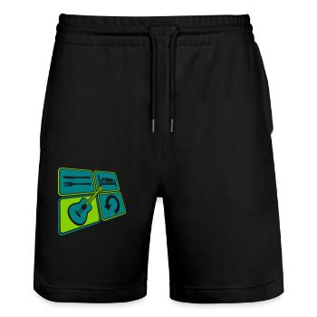 Play rock guitar daily - Stanley/Stella Trainer Unisex Organic Jogging Shorts - black - Front - Nik (191cm) & Marisol (170cm)