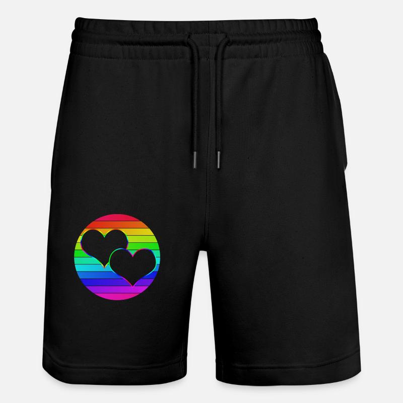 Regenbogen 2 verschlungene Herzen - Stanley/Stella Unisex Bio Joggingshorts Trainer  - Schwarz