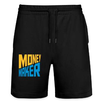 Text Money Maker Successful - Stanley/Stella Trainer Unisex Organic Jogging Shorts - black - Front - Nik (191cm) & Marisol (170cm)