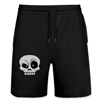 Skeptical facial expression skull skeleton - Stanley/Stella Trainer Unisex Organic Jogging Shorts - black - Front - Nik (191cm) & Marisol (170cm)