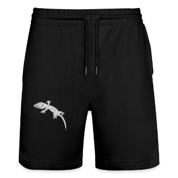 Kleiner Gecko an der Wand - Stanley/Stella Unisex Bio Joggingshorts Trainer  - Schwarz - Vorne - Nik (191cm) & Marisol (170cm)