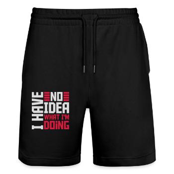 I Have No Idea - Stanley/Stella Trainer Unisex Organic Jogging Shorts - black - Front - Nik (191cm) & Marisol (170cm)