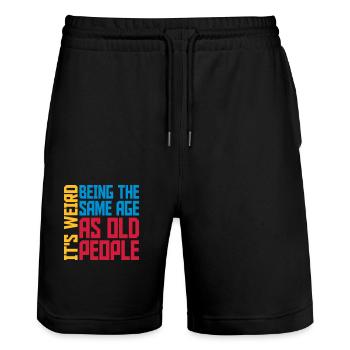 being old people age - Stanley/Stella Trainer Unisex Organic Jogging Shorts - black - Front - Nik (191cm) & Marisol (170cm)