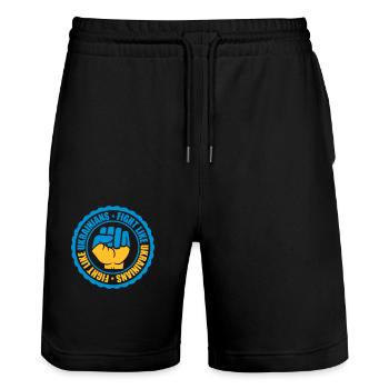 fight like ukrainians quote - Stanley/Stella Trainer Unisex Organic Jogging Shorts - black - Front - Nik (191cm) & Marisol (170cm)