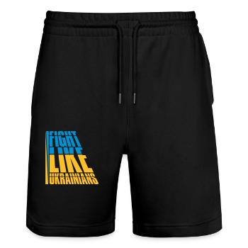 fight like ukrainians quote - Stanley/Stella Trainer Unisex Organic Jogging Shorts - black - Front - Nik (191cm) & Marisol (170cm)