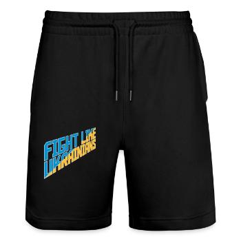 fight like ukrainians quote - Stanley/Stella Trainer Unisex Organic Jogging Shorts - black - Front - Nik (191cm) & Marisol (170cm)