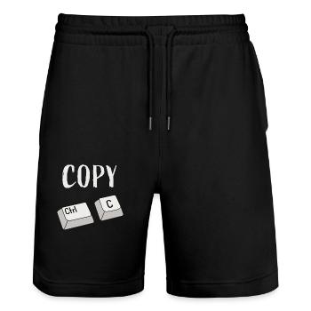 Strg C Kopieren - Stanley/Stella Unisex Bio Joggingshorts Trainer  - Schwarz - Vorne - Nik (191cm) & Marisol (170cm)