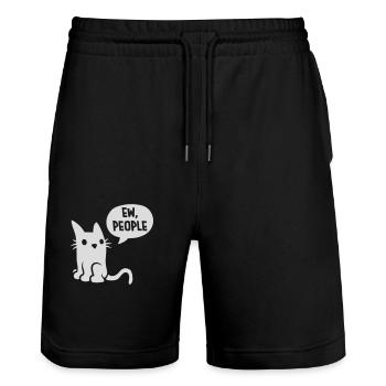 Comic cat ew people - Stanley/Stella Trainer Unisex Organic Jogging Shorts - black - Front - Nik (191cm) & Marisol (170cm)
