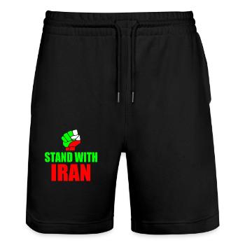 Stand with iran - Stanley/Stella Unisex Bio Joggingshorts Trainer  - Schwarz - Vorne - Nik (191cm) & Marisol (170cm)