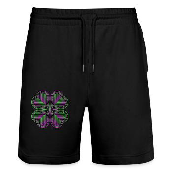 Four-leaf clover of hearts - 2 - Stanley/Stella Trainer Unisex Organic Jogging Shorts - black - Front - Nik (191cm) & Marisol (170cm)