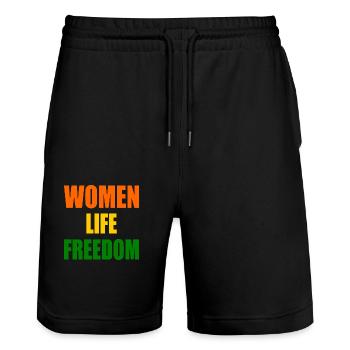 Women life freedom - Stanley/Stella Unisex Bio Joggingshorts Trainer  - Schwarz - Vorne - Nik (191cm) & Marisol (170cm)