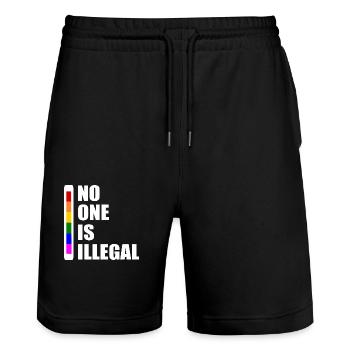 No one is illegal - Stanley/Stella Trainer Unisex Organic Jogging Shorts - black - Front - Nik (191cm) & Marisol (170cm)