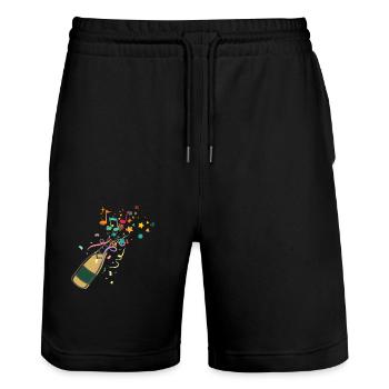 Bouteille ,musical éclat festif - Short de jogging bio TRAINER Stanley/Stella unisexe - noir - Devant - Nik (191cm) & Marisol (170cm)