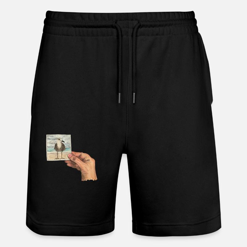Main avec photo d'une mouette - Short de jogging bio TRAINER Stanley/Stella unisexe - noir