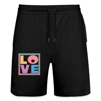 Coole bunte Liebe Quadrat Geschenk Männer Frauen & Kinder - Stanley/Stella Unisex Bio Joggingshorts Trainer  - Schwarz - Vorne - Nik (191cm) & Marisol (170cm)