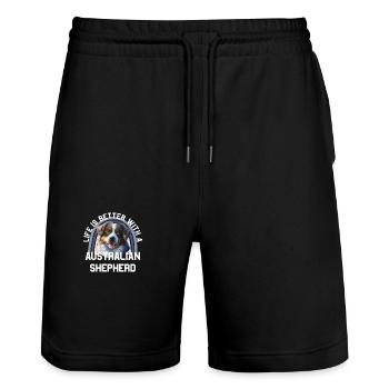 Berger australien - Short de jogging bio TRAINER Stanley/Stella unisexe - noir - Devant - Nik (191cm) & Marisol (170cm)