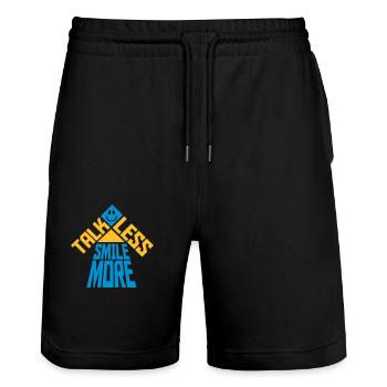 talk less smile more - Stanley/Stella Trainer Unisex Organic Jogging Shorts - black - Front - Nik (191cm) & Marisol (170cm)